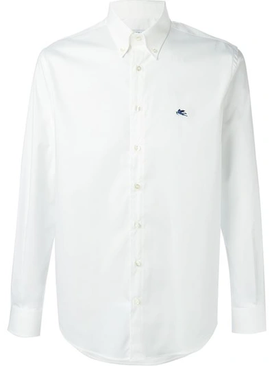 Etro Embroidered Logo Button Down Shirt In White