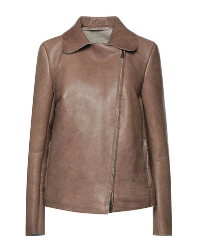 Shop Salvatore Santoro Woman Jacket Light Brown Size 8 Ovine Leather In Beige
