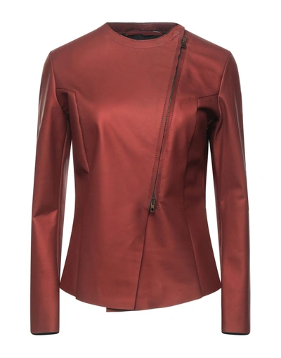 Shop Salvatore Santoro Woman Jacket Brick Red Size 8 Ovine Leather