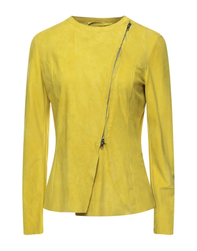 Shop Salvatore Santoro Woman Jacket Yellow Size 8 Ovine Leather