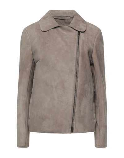 Shop Salvatore Santoro Woman Jacket Dove Grey Size 8 Ovine Leather