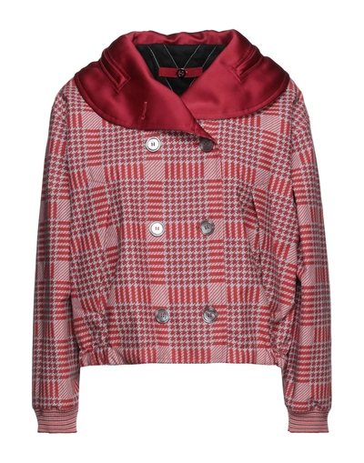 Shop Giorgio Armani Woman Jacket Red Size 6 Cotton, Polyester, Acrylic, Wool, Polyamide