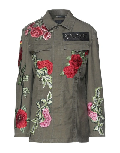 Shop Philipp Plein Woman Jacket Military Green Size S Cotton