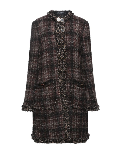 Shop Dolce & Gabbana Woman Coat Dark Brown Size 6 Synthetic Fibers, Wool, Mohair Wool, Cotton, Alpaca Woo