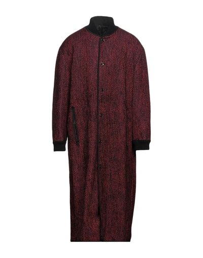 Shop Emporio Armani Man Coat Red Size 38 Virgin Wool, Cotton, Polyester, Elastane, Wool
