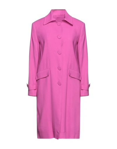 Shop L'autre Chose L' Autre Chose Woman Overcoat & Trench Coat Fuchsia Size 8 Acetate, Viscose In Pink
