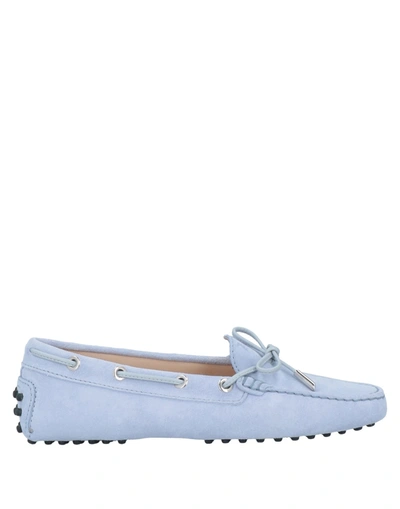 Shop Tod's Woman Loafers Sky Blue Size 8 Soft Leather