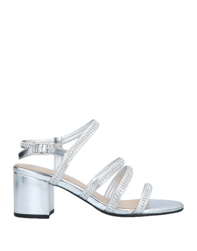 Shop Apepazza Woman Sandals Silver Size 6 Textile Fibers