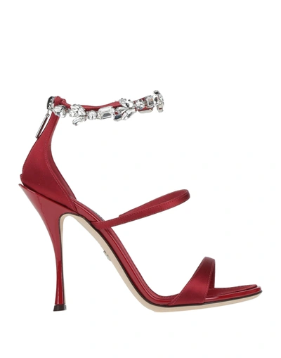 Shop Dolce & Gabbana Woman Sandals Red Size 7 Soft Leather