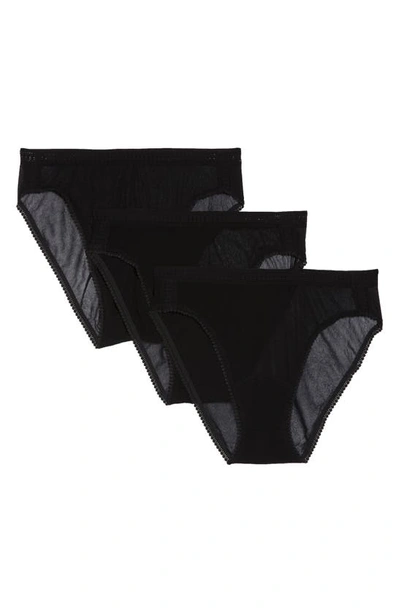 Shop On Gossamer 3-pack Mesh High Cut Briefs In Black