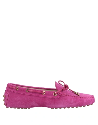 Shop Tod's Woman Loafers Fuchsia Size 6.5 Soft Leather In Pink