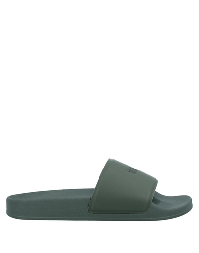 Shop Msgm Sandals In Military Green