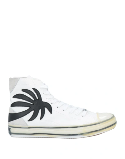 Shop Palm Angels Man Sneakers White Size 8 Textile Fibers