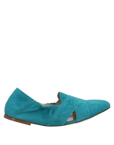 Shop A.testoni A. Testoni Woman Loafers Turquoise Size 6.5 Soft Leather In Blue