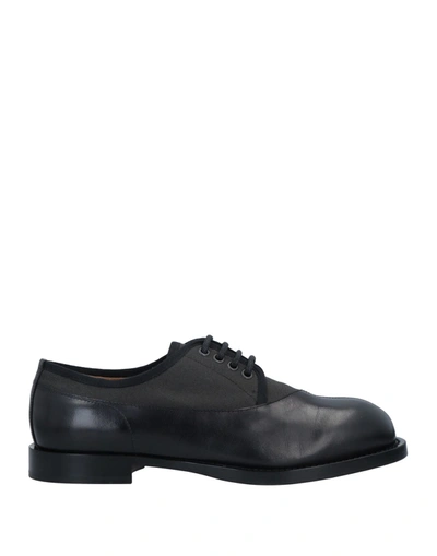 Shop Maison Margiela Man Lace-up Shoes Black Size 10 Soft Leather, Textile Fibers