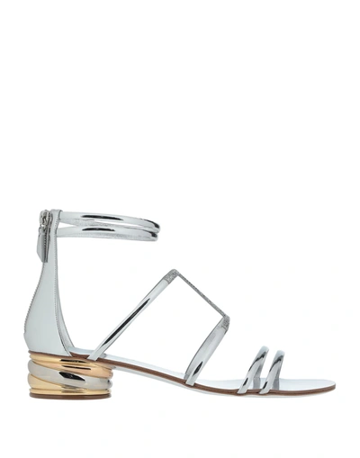 Shop Casadei Woman Sandals Silver Size 8 Soft Leather