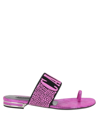 Shop Casadei Woman Thong Sandal Mauve Size 5 Textile Fibers In Purple