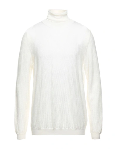 Shop +39 Masq Man Turtleneck Ivory Size Xxl Virgin Wool In White