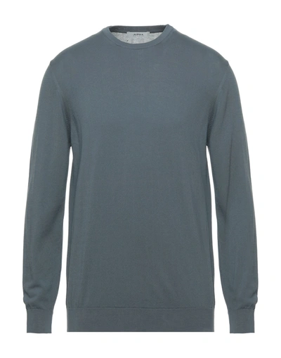 Shop Alpha Studio Man Sweater Lead Size 44 Cotton In Grey