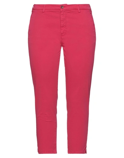 Shop 40weft Woman Cropped Pants Fuchsia Size 4 Cotton, Elastane In Pink
