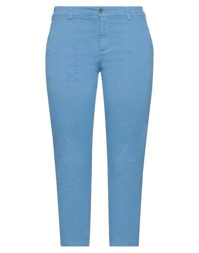 Shop 40weft Woman Cropped Pants Azure Size 6 Cotton, Elastane In Blue