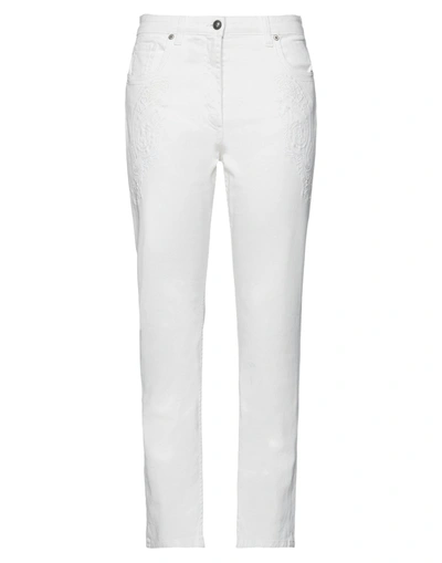 Shop Etro Woman Denim Pants White Size 29 Cotton, Elastane