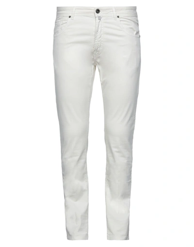 Shop Adaptation Man Pants Ivory Size 40 Cotton, Elastane In White
