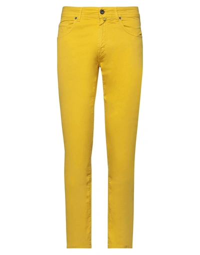 Shop Adaptation Man Pants Ocher Size 38 Cotton, Elastane In Yellow