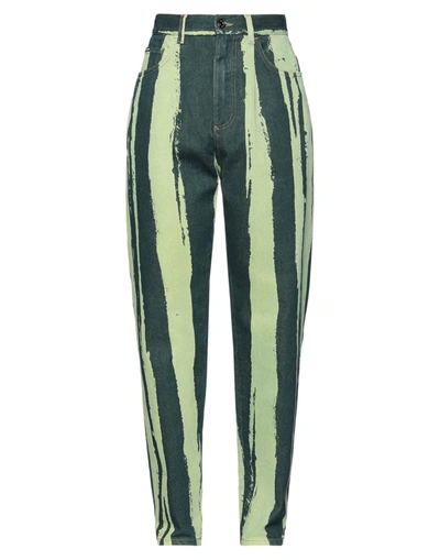 Shop Dolce & Gabbana Woman Jeans Green Size 4 Cotton, Elastane, Calfskin