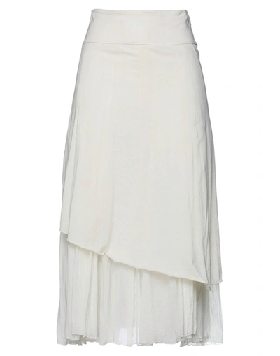 Shop European Culture Woman Midi Skirt Ivory Size S Cotton, Elastane In White