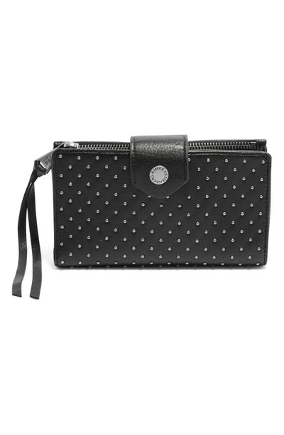 Shop Aimee Kestenberg Saba Tech Leather Wallet In Black Micro Studs