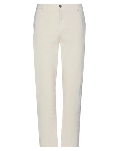 Shop Elvine Man Pants Ivory Size 32 Cotton In White