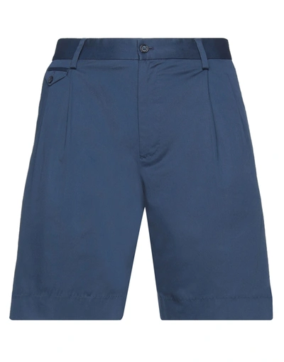 Shop Dolce & Gabbana Man Shorts & Bermuda Shorts Midnight Blue Size 32 Cotton, Elastane