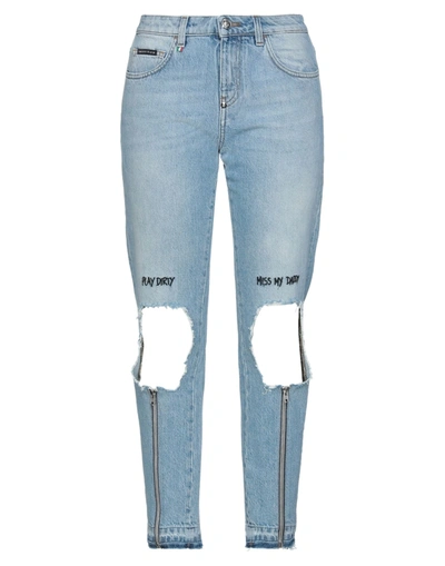 Shop Philipp Plein Woman Jeans Blue Size 30 Cotton