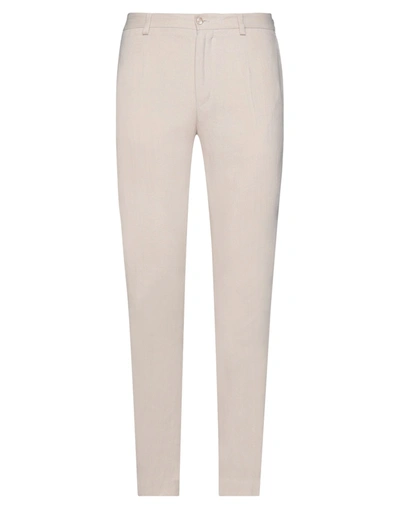 Shop Dolce & Gabbana Man Pants Beige Size 40 Linen