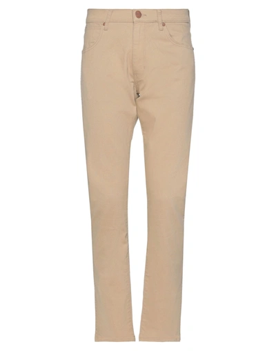 Shop Wrangler Man Pants Sand Size 30w-32l Cotton, Polyester, Elastane In Beige