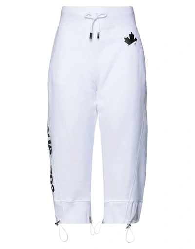 Shop Dsquared2 Woman Cropped Pants White Size Xs Cotton, Elastane, Polyester