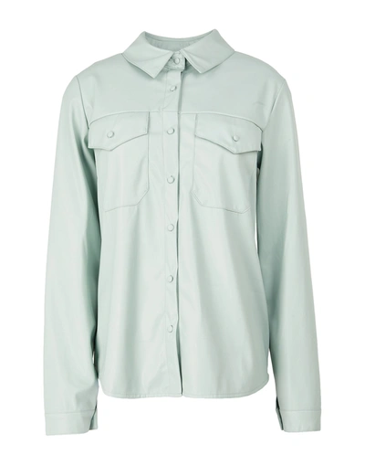 Shop 8 By Yoox Shirt W/ Front Pockets Woman Shirt Light Green Size 8 Polyester, Polyurethane