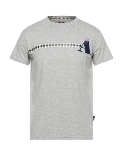Shop Aquascutum Man T-shirt Light Grey Size S Cotton, Elastane