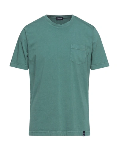 Shop Drumohr Man T-shirt Sage Green Size M Cotton