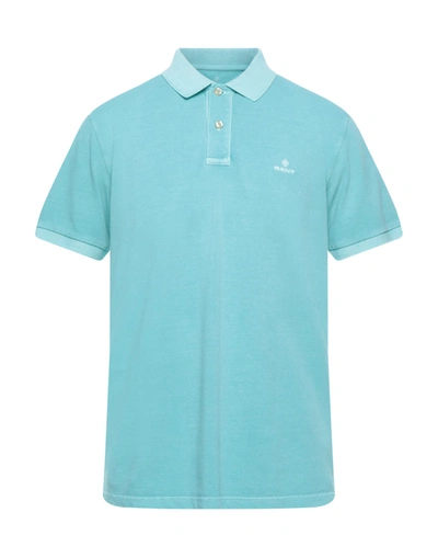 Shop Gant Polo Shirts In Turquoise