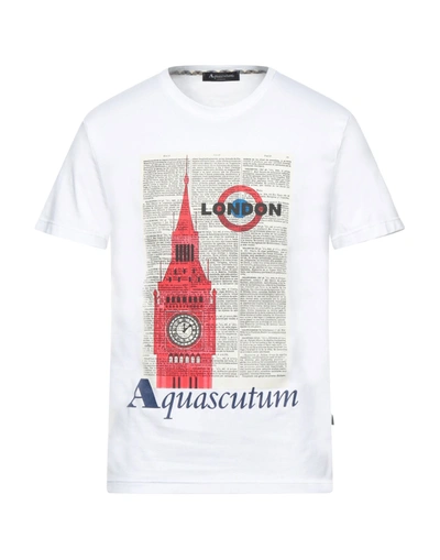 Shop Aquascutum Man T-shirt White Size Xl Cotton, Elastane