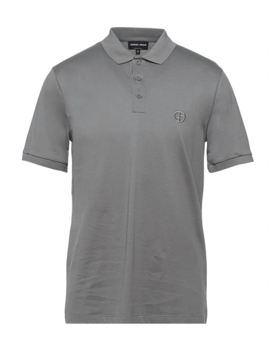 Shop Giorgio Armani Man Polo Shirt Grey Size 38 Cotton, Elastane