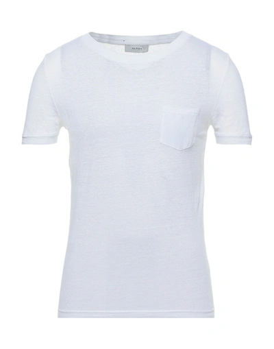 Shop Alpha Studio Man T-shirt White Size 38 Linen, Cotton