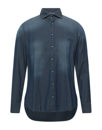 Shop Bastoncino Man Shirt Blue Size 16 Cotton