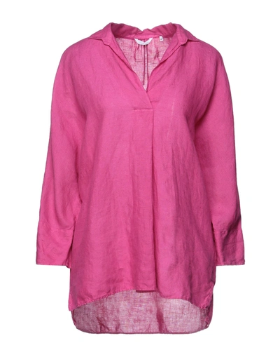 Shop Caliban Woman Blouse Fuchsia Size 6 Linen In Pink