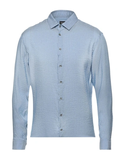Shop Giorgio Armani Man Shirt Sky Blue Size 15 ¾ Viscose, Polyamide, Mulberry Silk