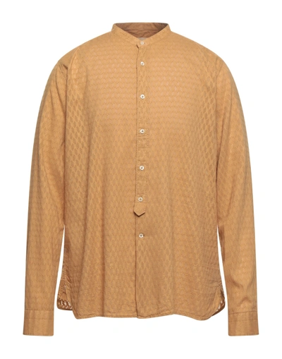 Shop Tintoria Mattei 954 Man Shirt Camel Size 16 Cotton In Beige