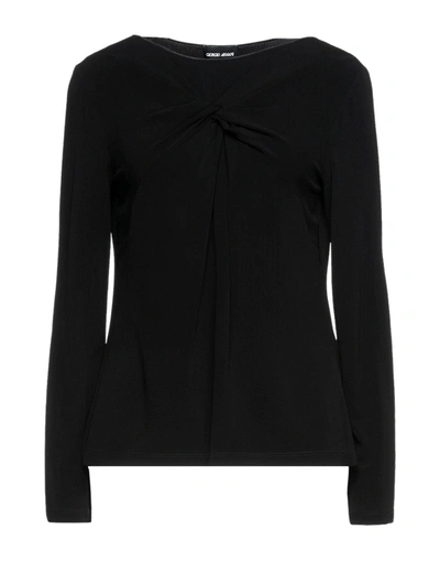 Shop Giorgio Armani Woman T-shirt Black Size 10 Viscose, Elastane