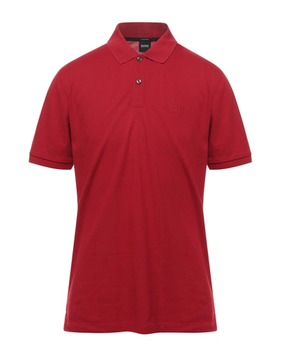 Shop Hugo Boss Polo Shirts In Brick Red